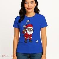 Golf Black African American Santa Claus Golfer Golfing Dad Great Gift Women's T-Shirt thumb 4