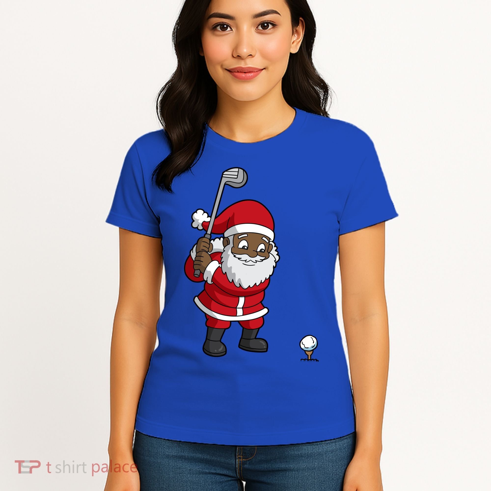 Golf Black African American Santa Claus Golfer Golfing Dad Great Gift Women's T-Shirt