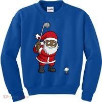 Golf Black African American Santa Claus Golfer Golfing Dad Great Gift Kids Sweatshirt thumb 0