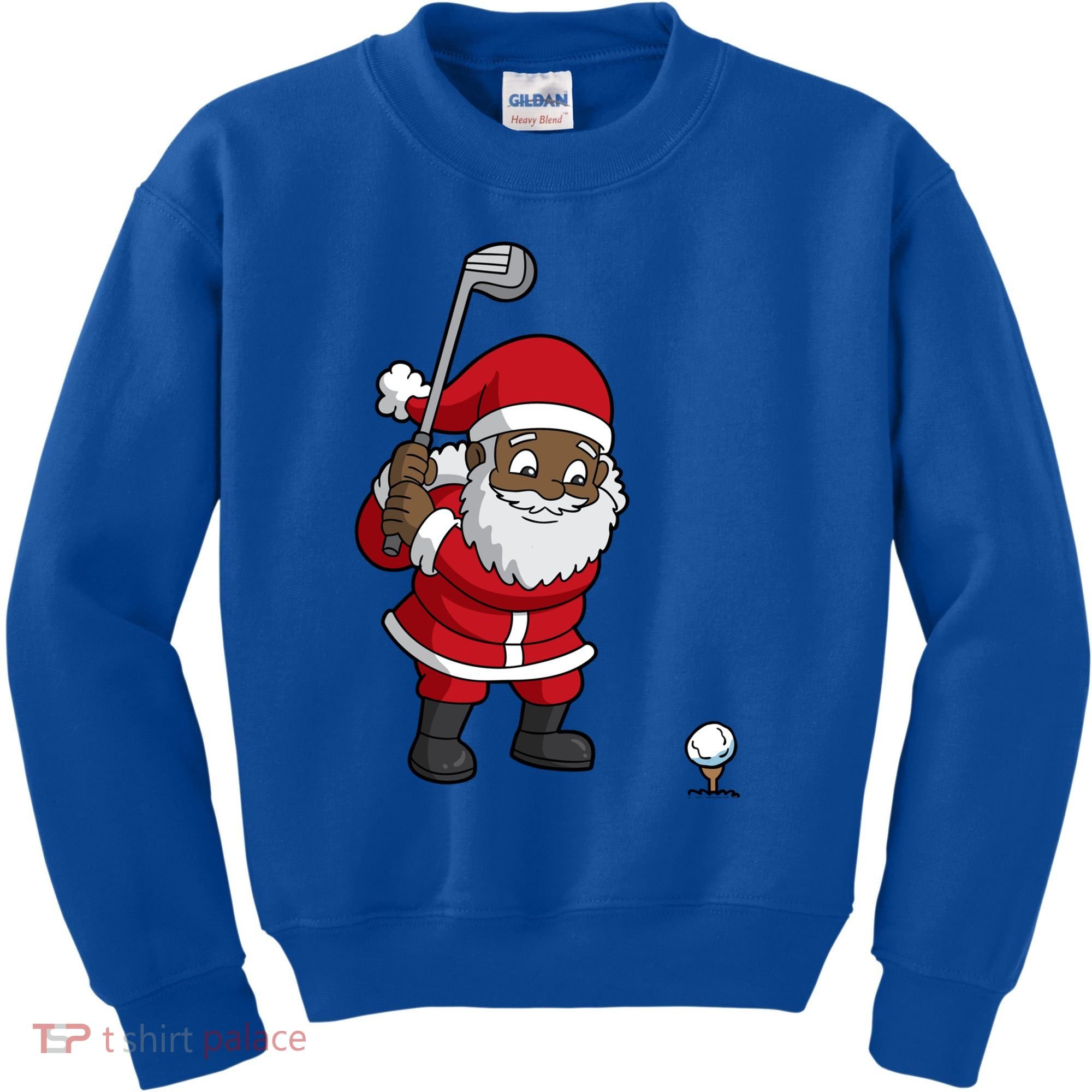 Golf Black African American Santa Claus Golfer Golfing Dad Great Gift Kids Sweatshirt