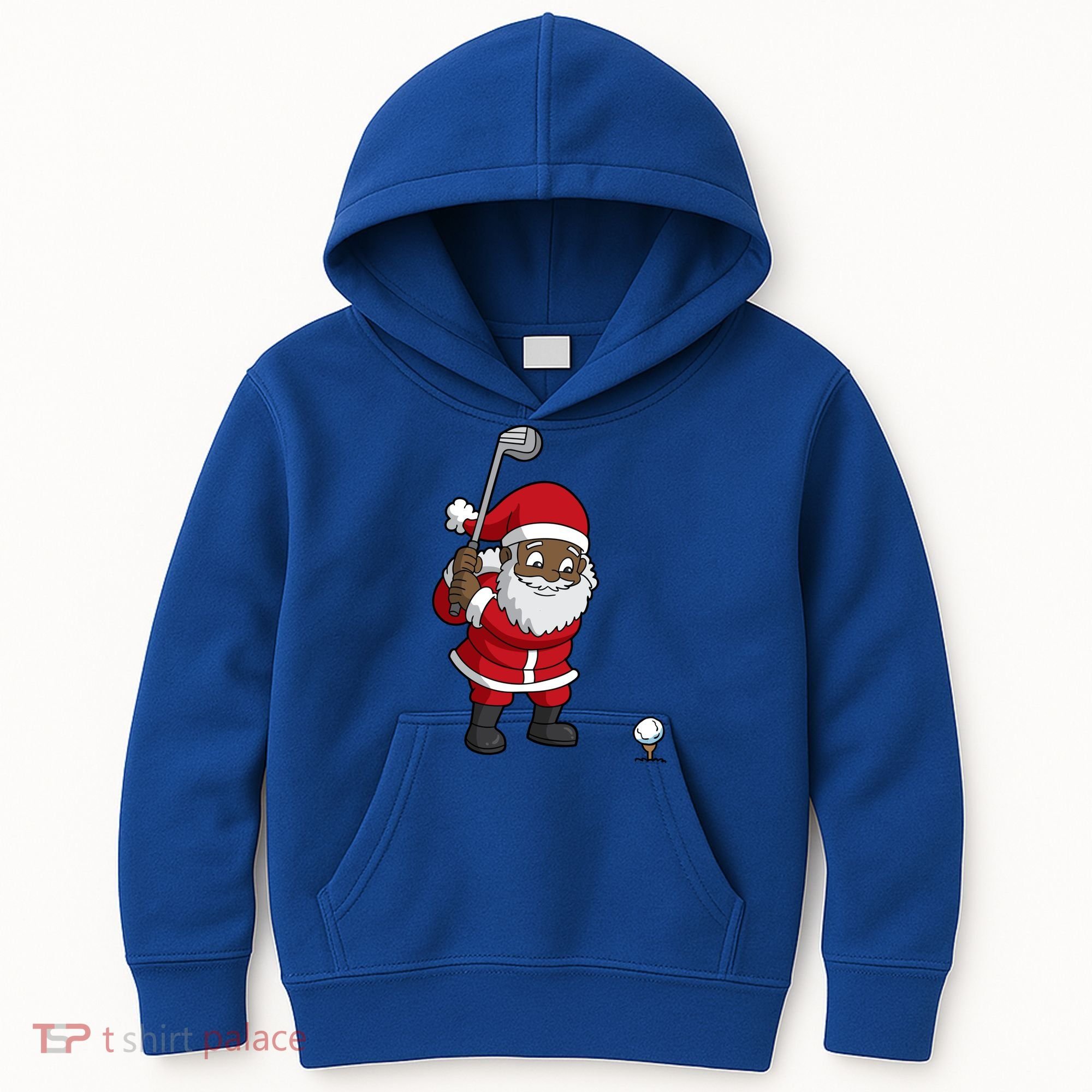 Golf Black African American Santa Claus Golfer Golfing Dad Great Gift Kids Hoodie