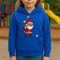 Golf Black African American Santa Claus Golfer Golfing Dad Great Gift Kids Hoodie thumb 3