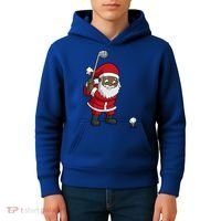 Golf Black African American Santa Claus Golfer Golfing Dad Great Gift Kids Hoodie thumb 4