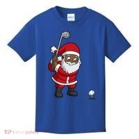 Golf Black African American Santa Claus Golfer Golfing Dad Great Gift Kids T-Shirt thumb 0