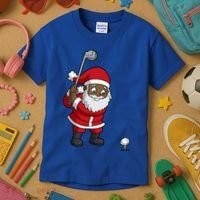 Golf Black African American Santa Claus Golfer Golfing Dad Great Gift Kids T-Shirt thumb 3