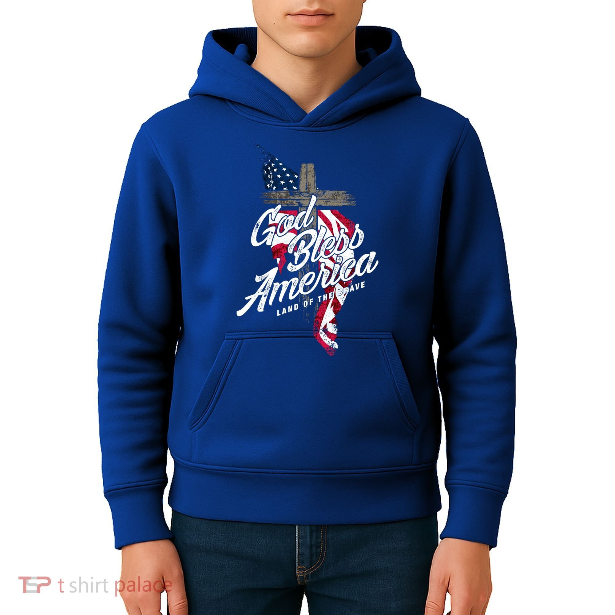 God Bless America Land Of The Brave Gift Kids Hoodie