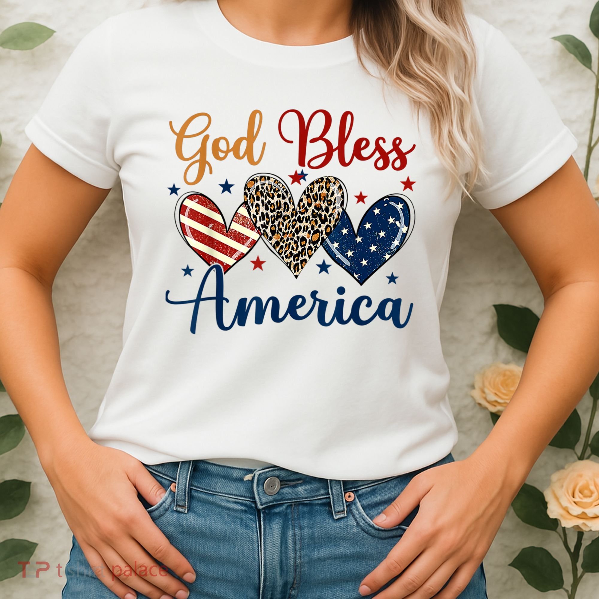 God Bless America Patriotic 4th Of July American Christians Women's T-Shirt
