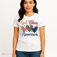 God Bless America Patriotic 4th Of July American Christians Women's T-Shirt thumb 4