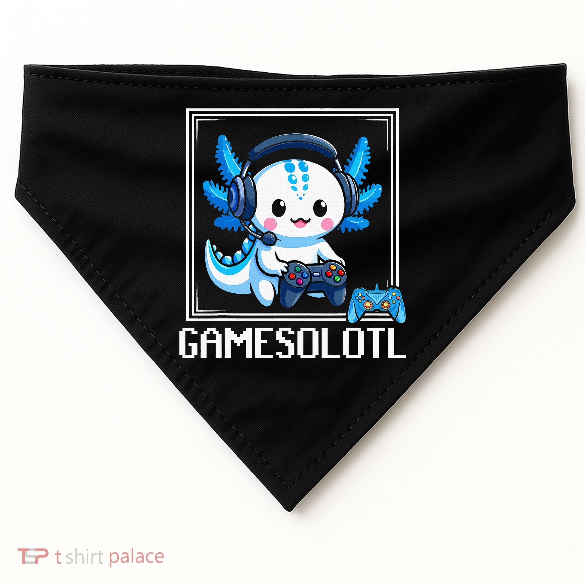 Gamesolotl Blue Axolotl Gaming Video Game USA-Made Doggie Bandana