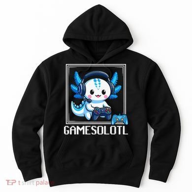Gamesolotl Blue Axolotl Gaming Video Game Hoodie