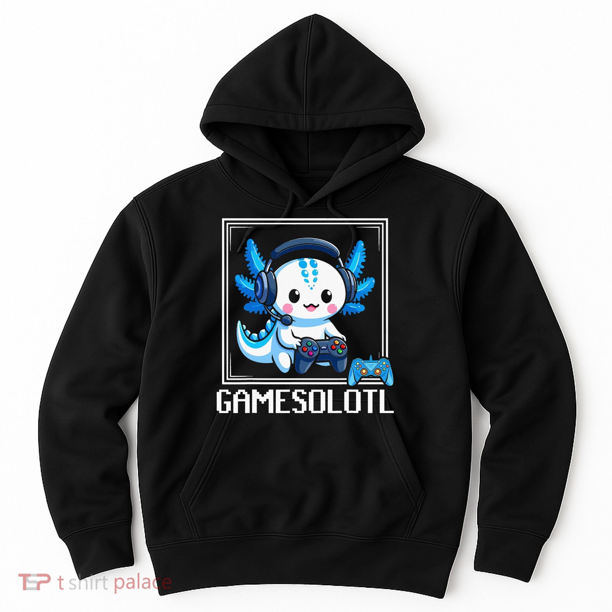 Gamesolotl Blue Axolotl Gaming Video Game Hoodie