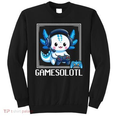 Gamesolotl Blue Axolotl Gaming Video Game Sweatshirt