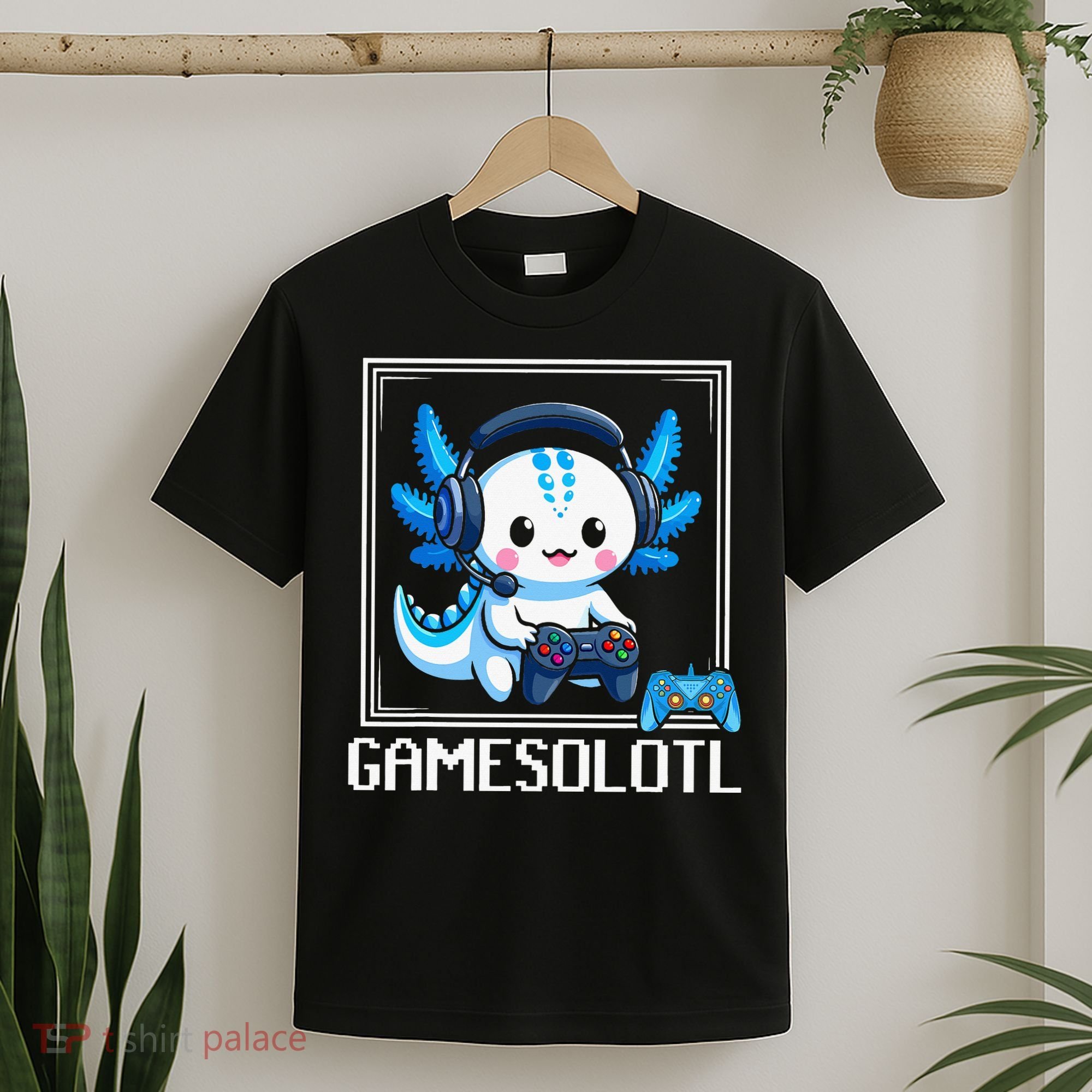 Gamesolotl Blue Axolotl Gaming Video Game T-Shirt
