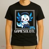 Gamesolotl Blue Axolotl Gaming Video Game T-Shirt thumb 3
