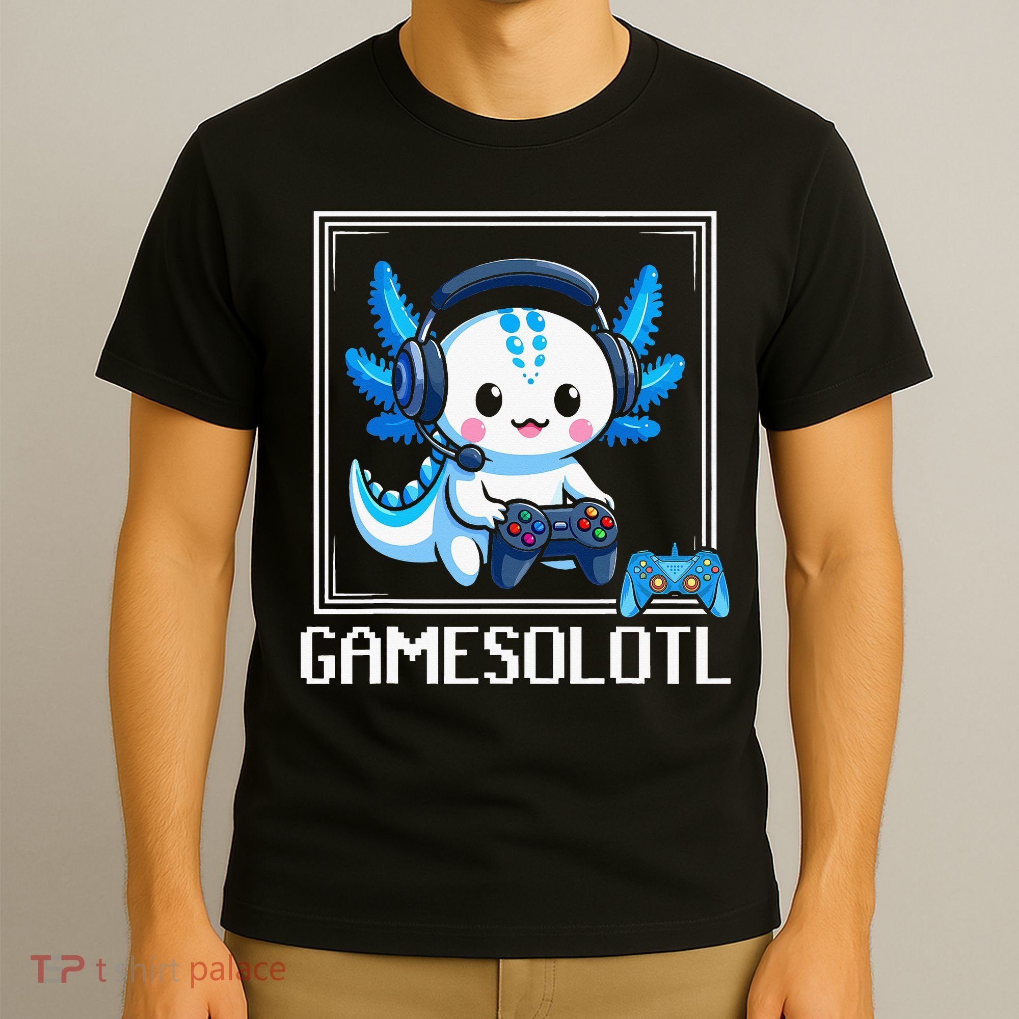 Gamesolotl Blue Axolotl Gaming Video Game T-Shirt
