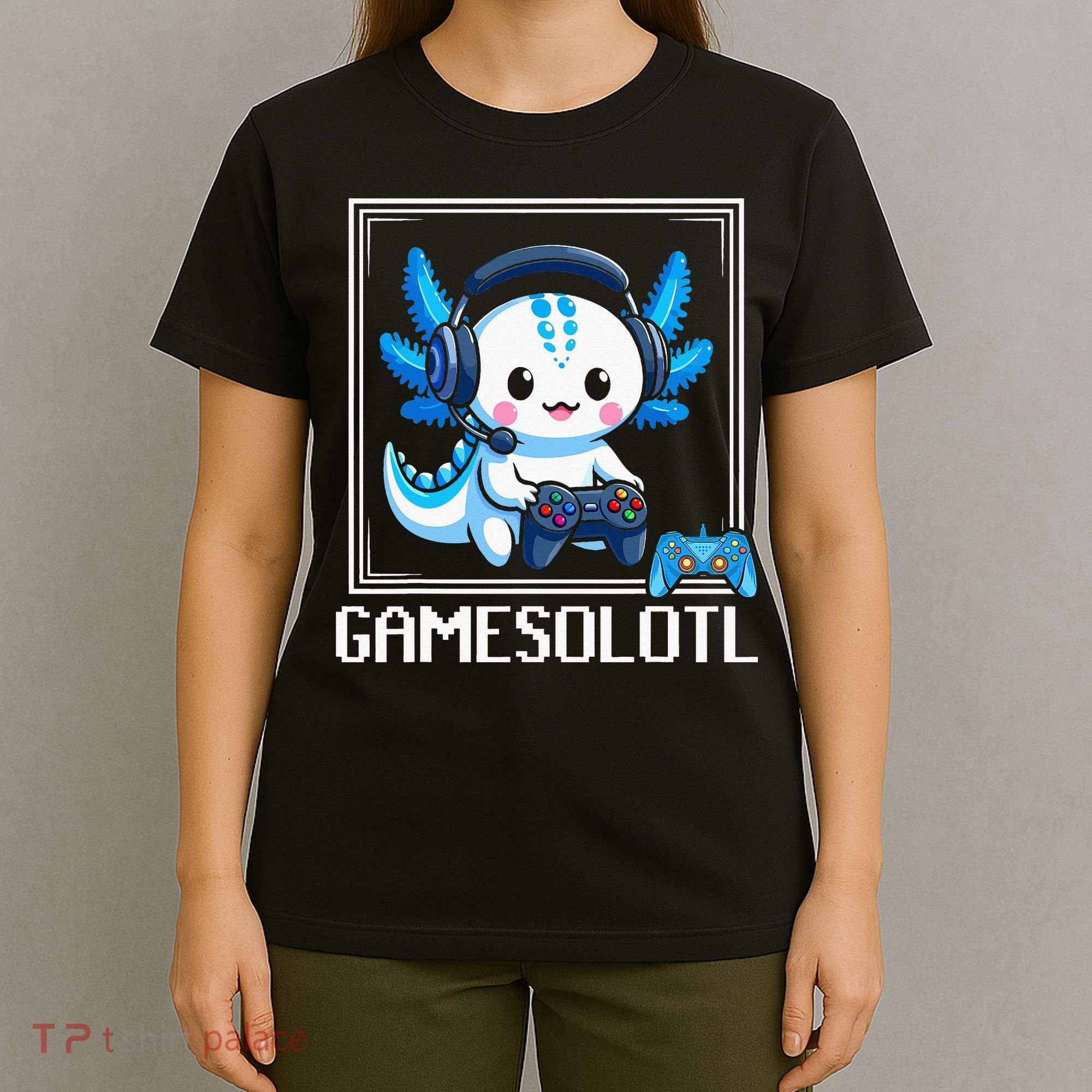 Gamesolotl Blue Axolotl Gaming Video Game T-Shirt