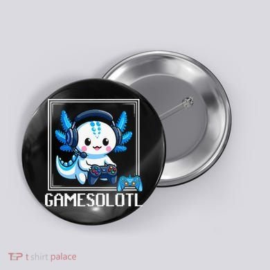 Gamesolotl Blue Axolotl Gaming Video Game Button