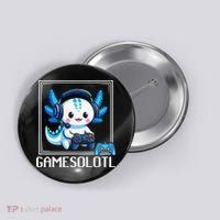 Gamesolotl Blue Axolotl Gaming Video Game Button thumb 0