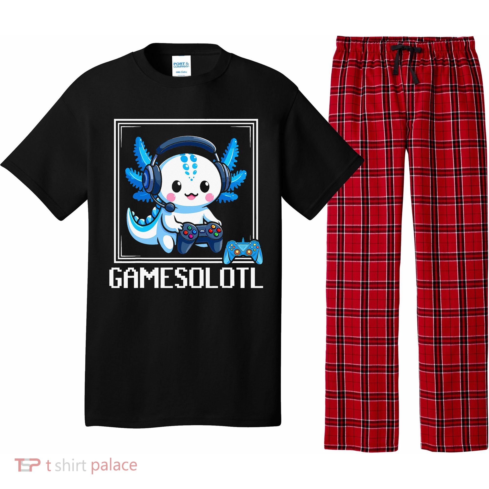 Gamesolotl Blue Axolotl Gaming Video Game Pajama Set