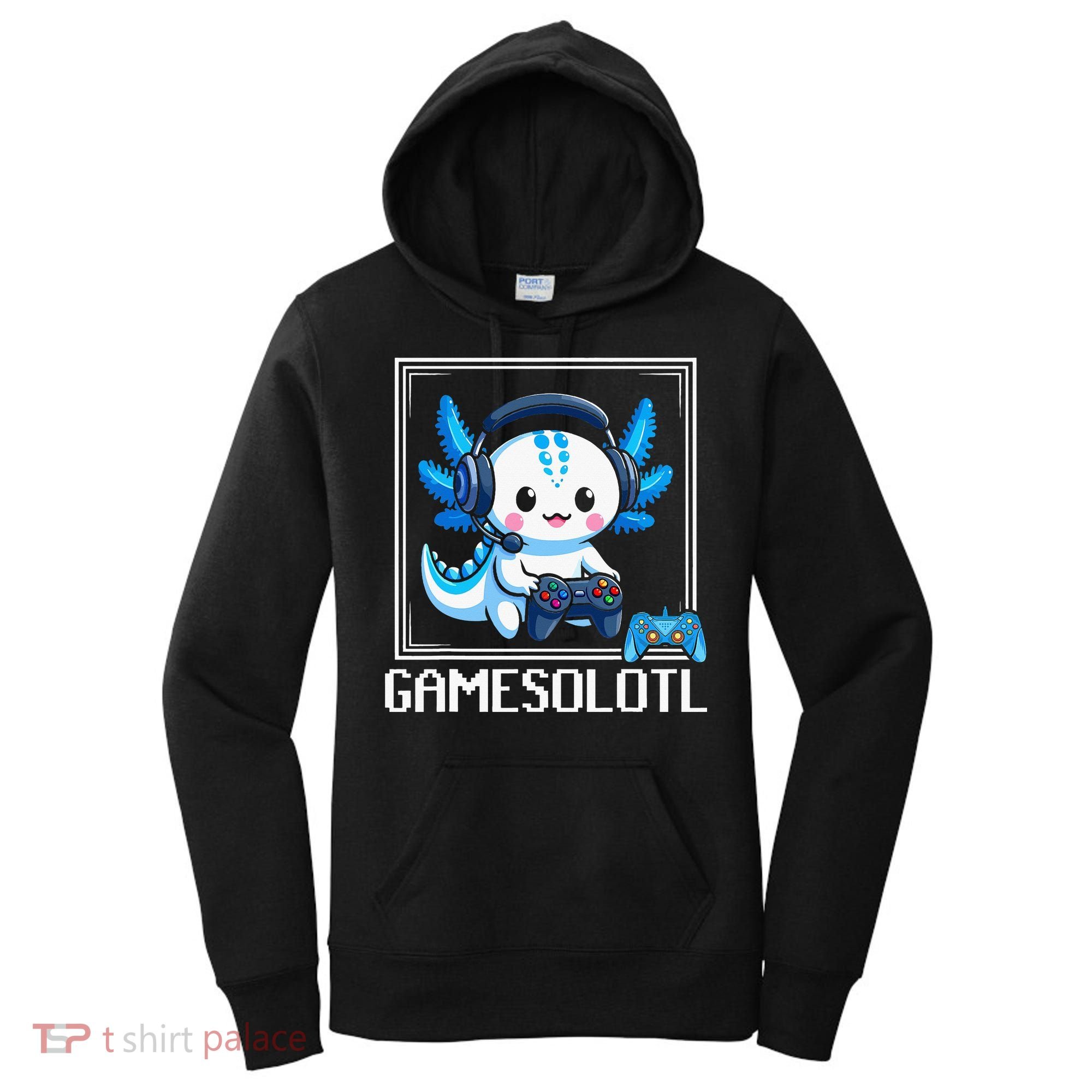 Gamesolotl Blue Axolotl Gaming Video Game Women's Hoodie