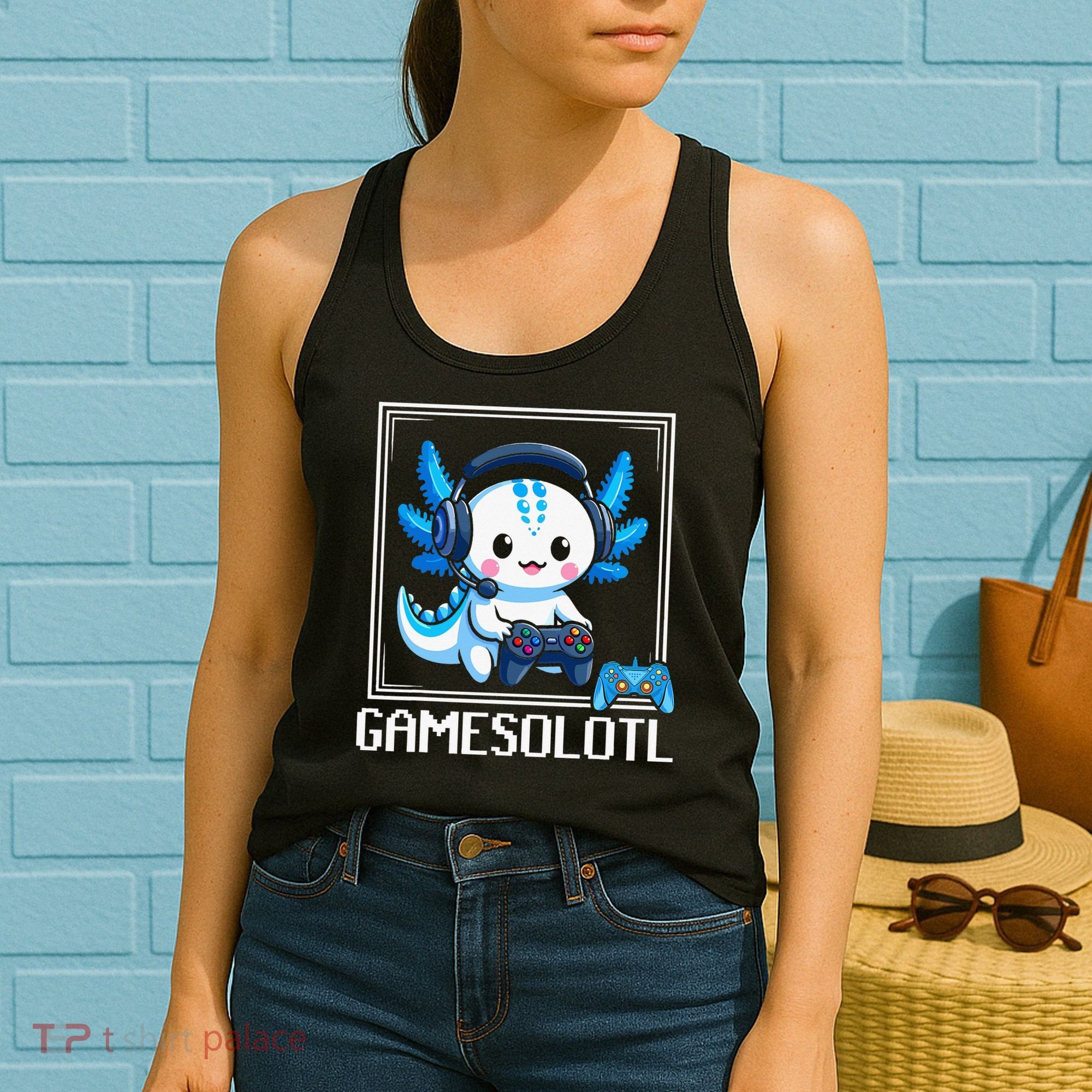 Gamesolotl Blue Axolotl Gaming Video Game Women's Tank Top