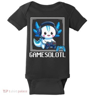Gamesolotl Blue Axolotl Gaming Video Game Baby Bodysuit