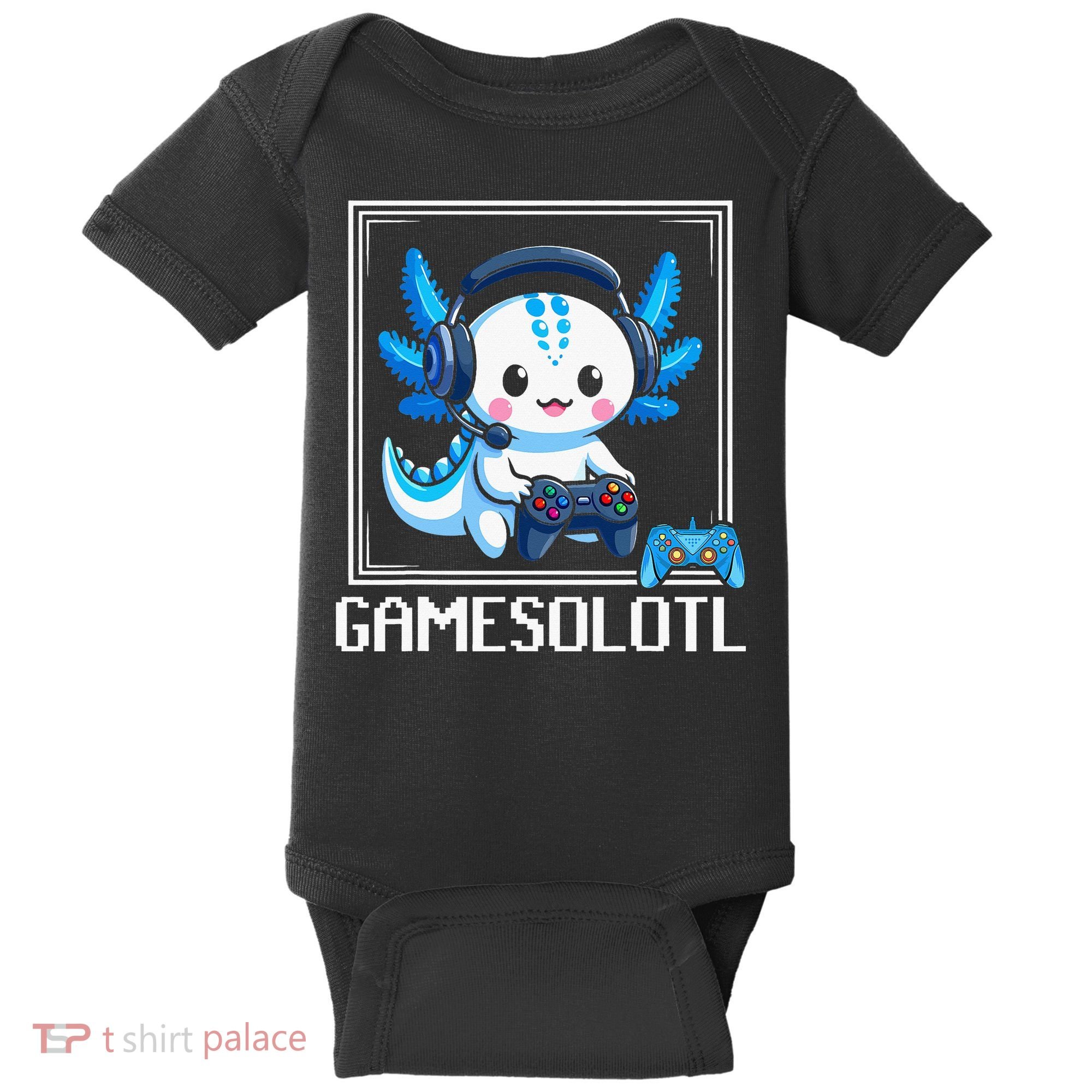 Gamesolotl Blue Axolotl Gaming Video Game Baby Bodysuit