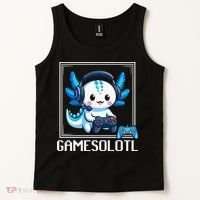 Gamesolotl Blue Axolotl Gaming Video Game Tank Top thumb 2
