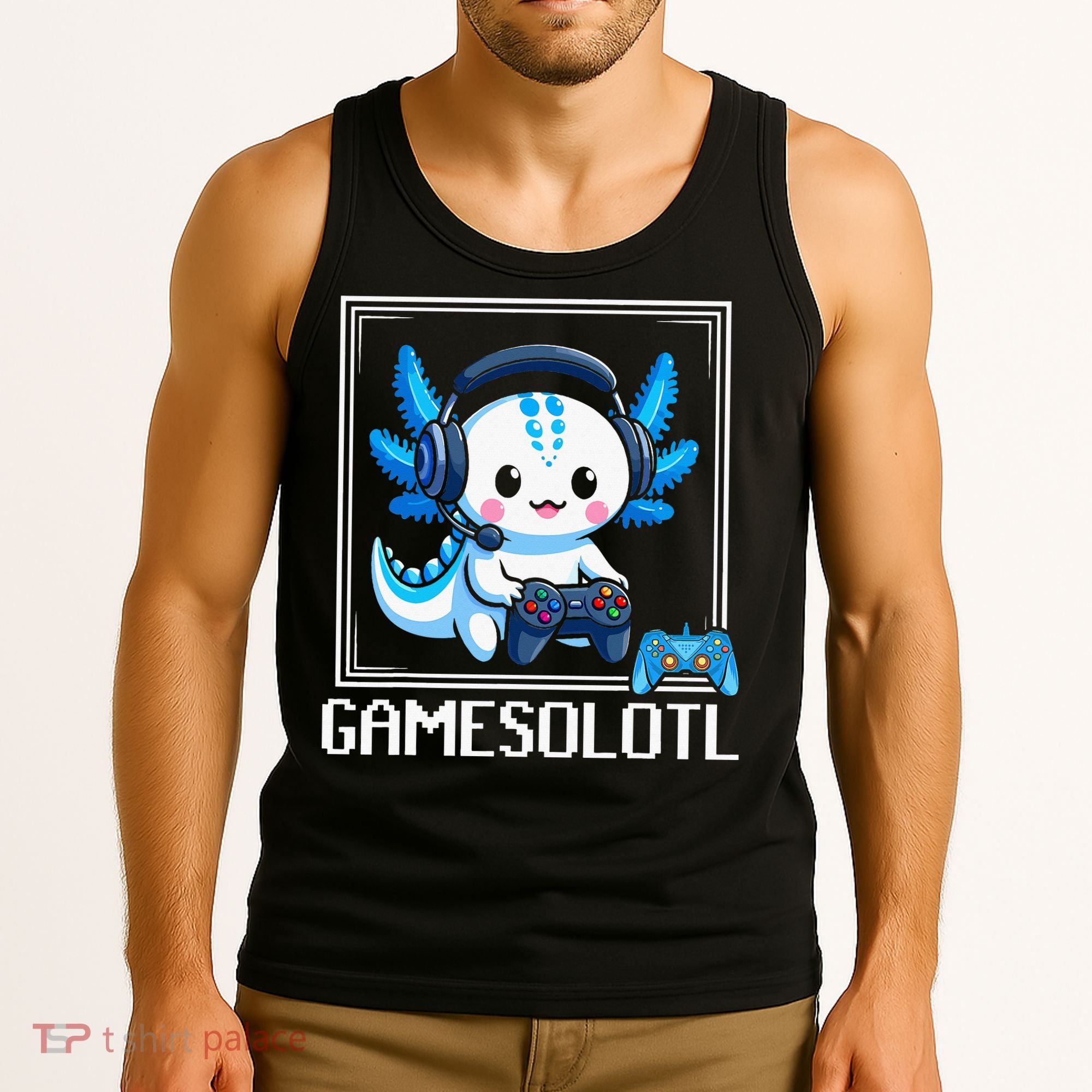 Gamesolotl Blue Axolotl Gaming Video Game Tank Top