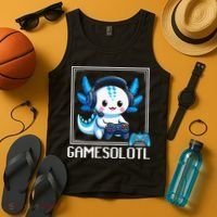 Gamesolotl Blue Axolotl Gaming Video Game Tank Top thumb 4