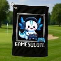 Gamesolotl Blue Axolotl Gaming Video Game Golf Towel thumb 1