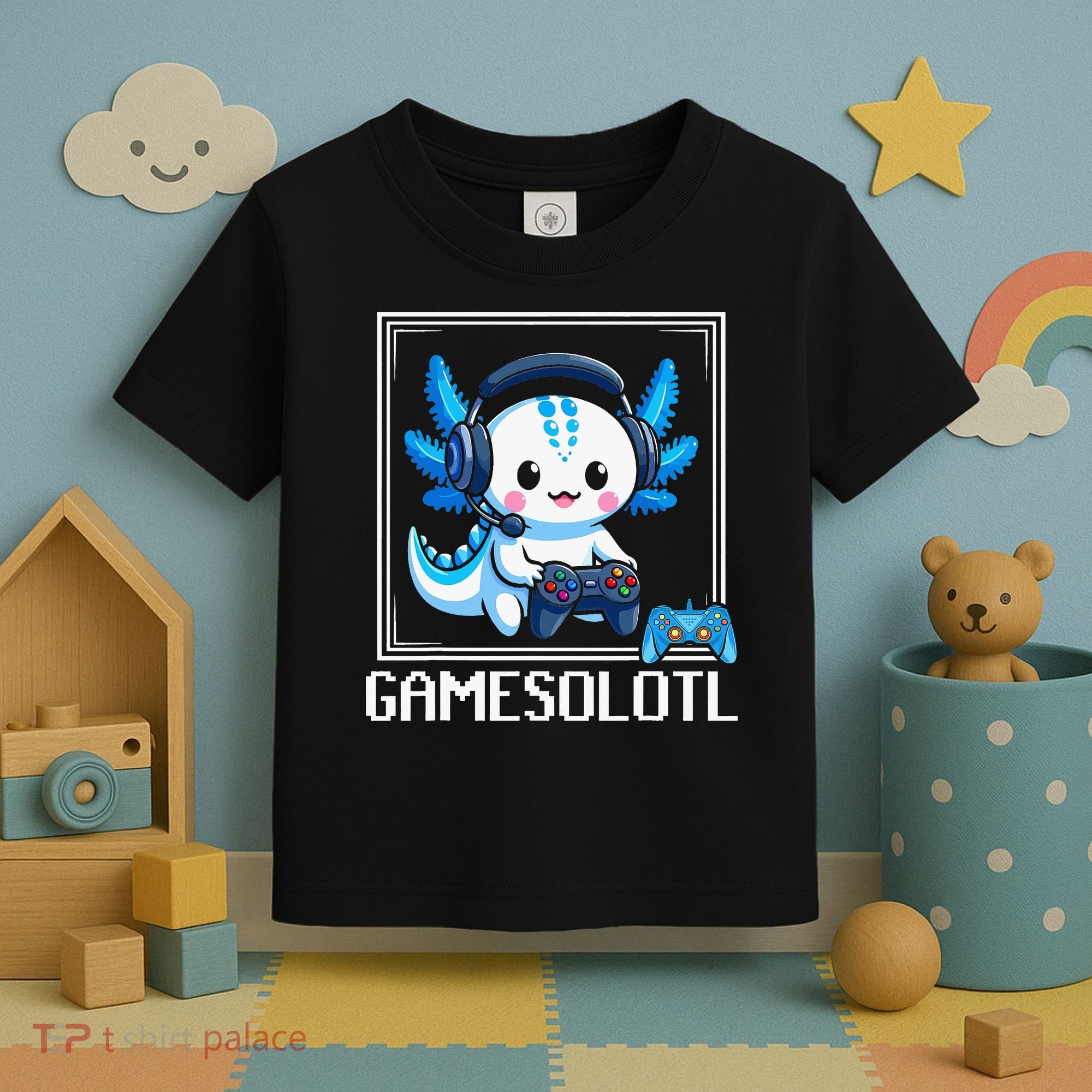 Gamesolotl Blue Axolotl Gaming Video Game Toddler T-Shirt