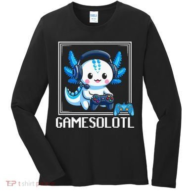 Gamesolotl Blue Axolotl Gaming Video Game Women's Long Sleeve Shirt