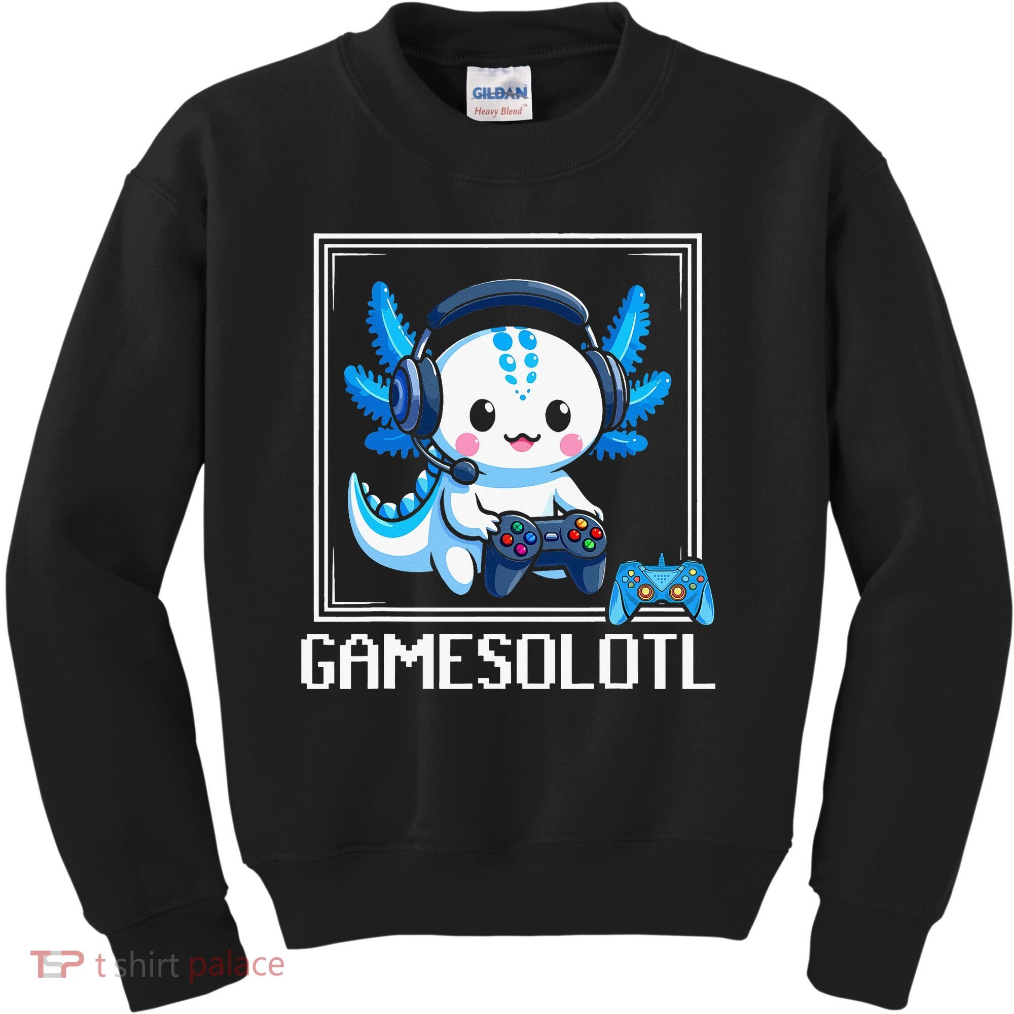 Gamesolotl Blue Axolotl Gaming Video Game Kids Sweatshirt