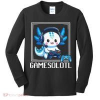 Gamesolotl Blue Axolotl Gaming Video Game Kids Long Sleeve Shirt thumb 0
