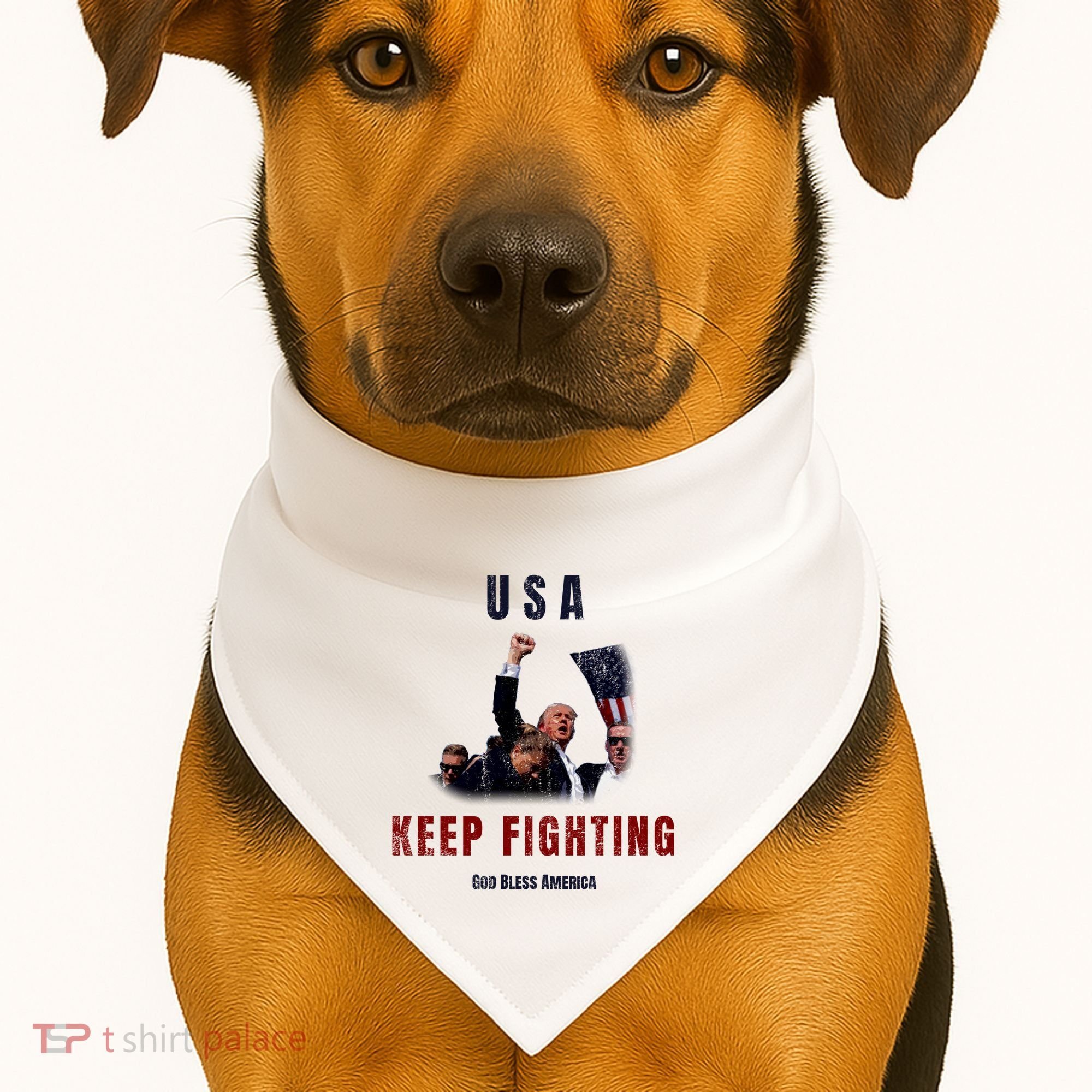 God Bless America “Keep Fighting” USA-Made Doggie Bandana