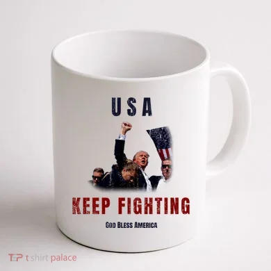God Bless America “Keep Fighting” Coffee Mug back