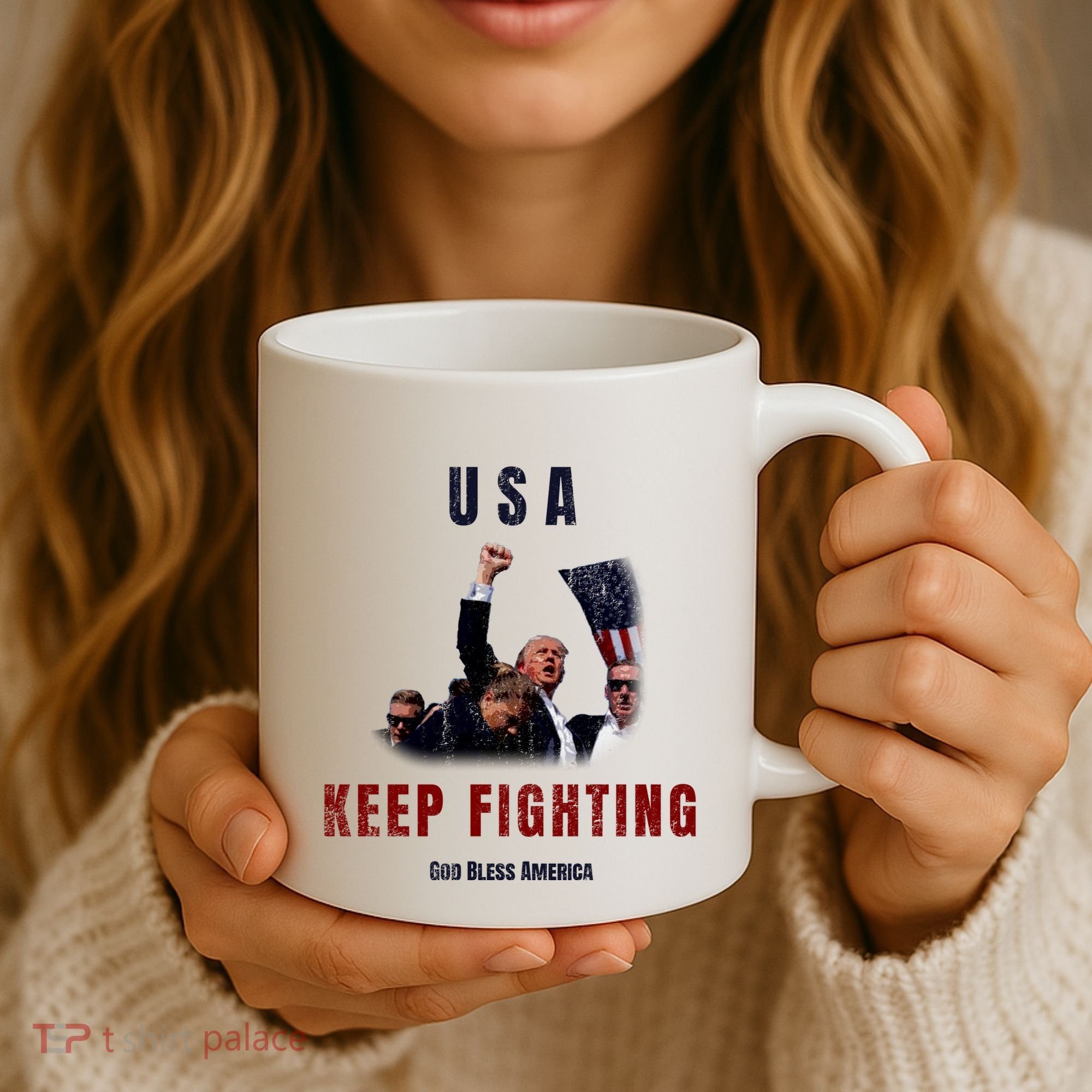 God Bless America “Keep Fighting” Coffee Mug