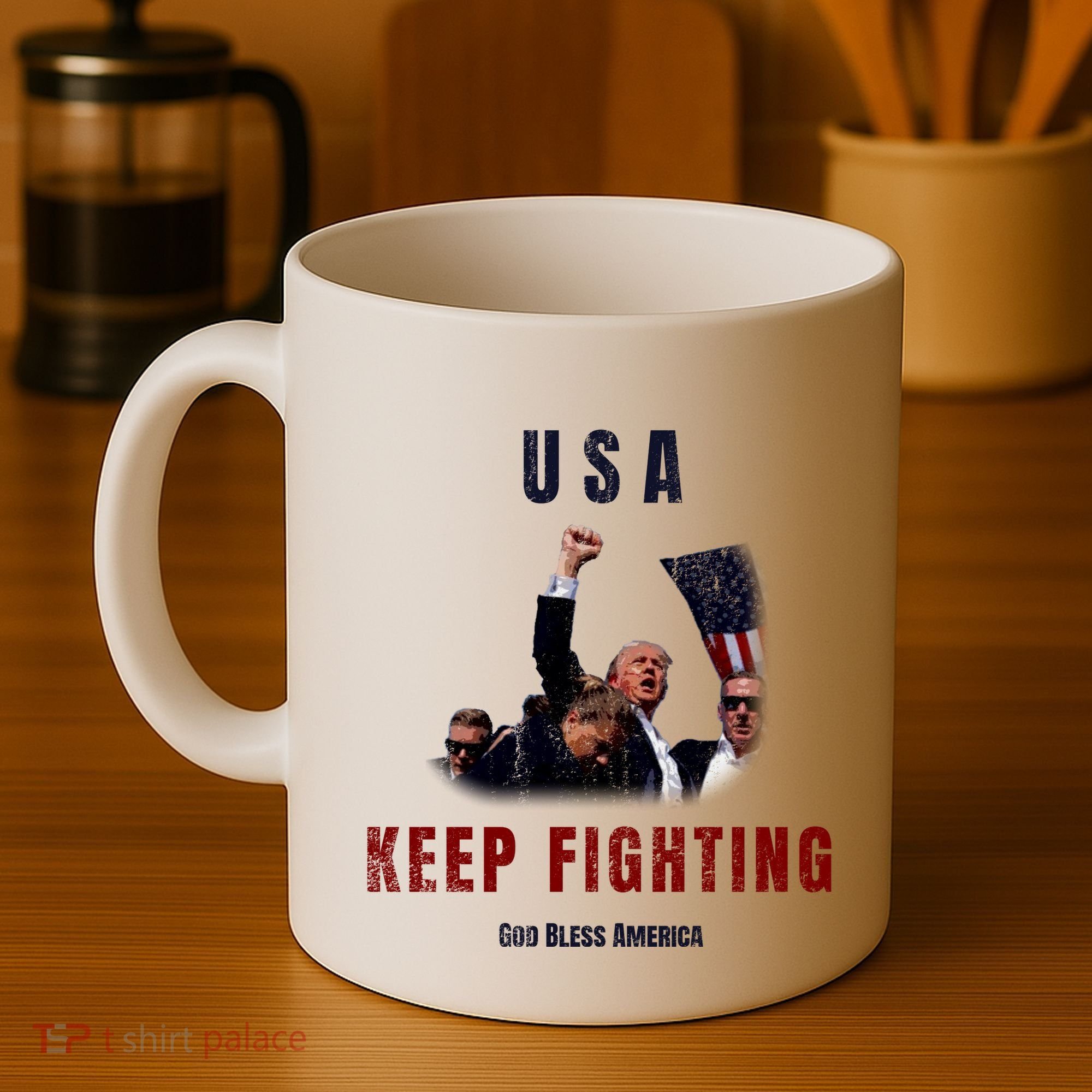 God Bless America “Keep Fighting” Coffee Mug