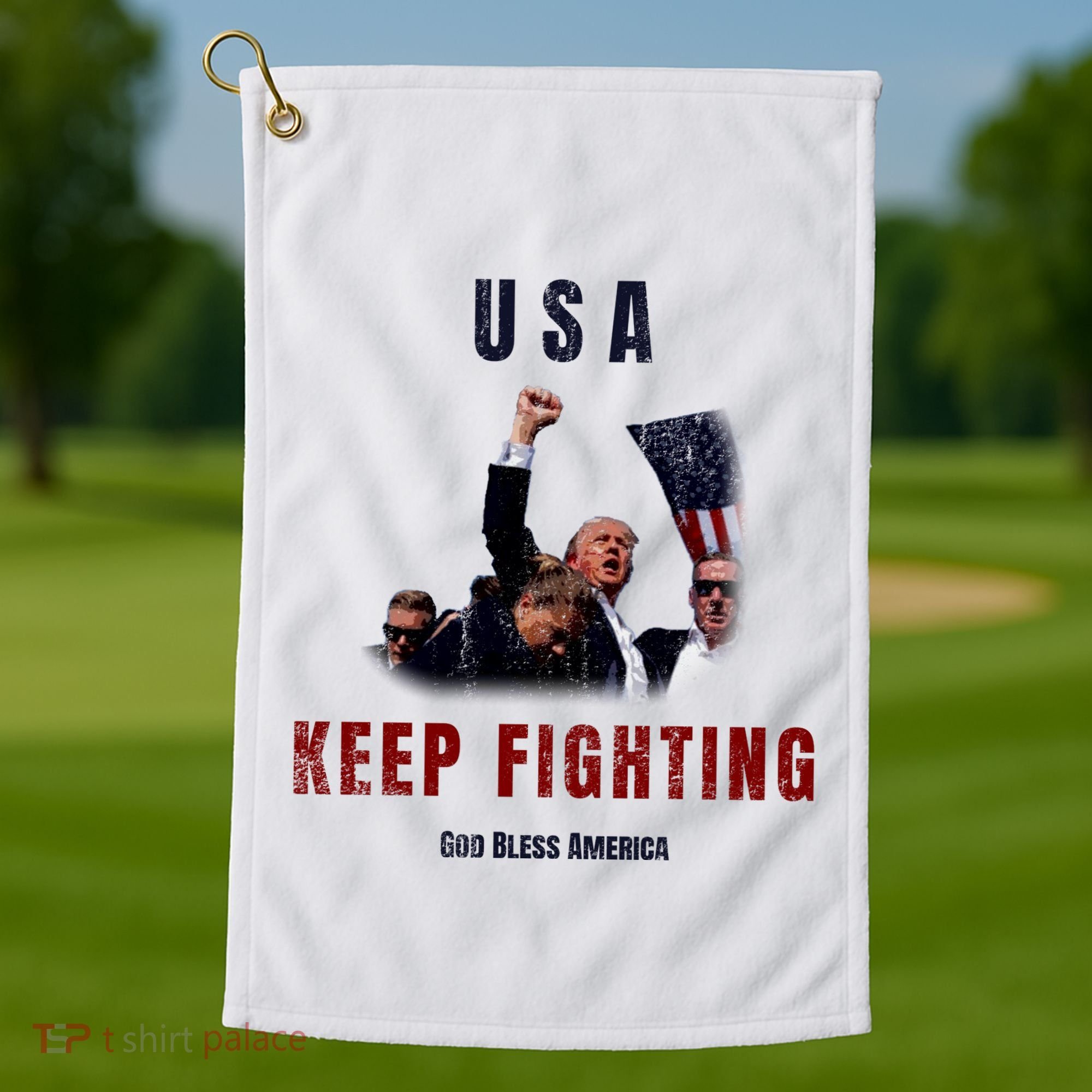 God Bless America “Keep Fighting” Golf Towel