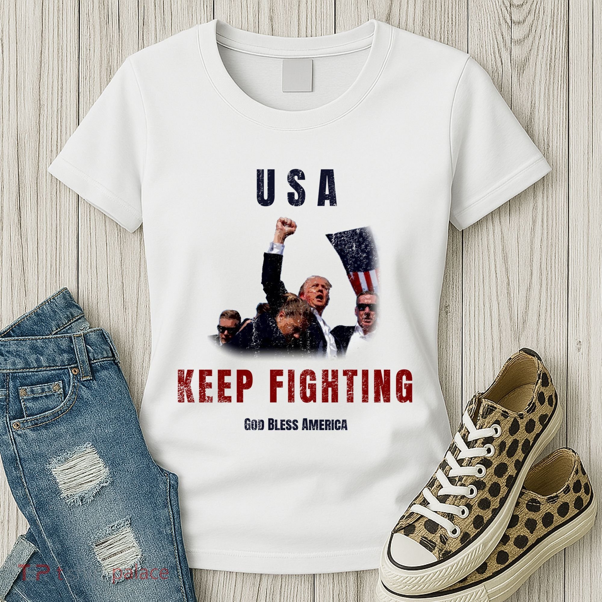 God Bless America “Keep Fighting” Women's T-Shirt