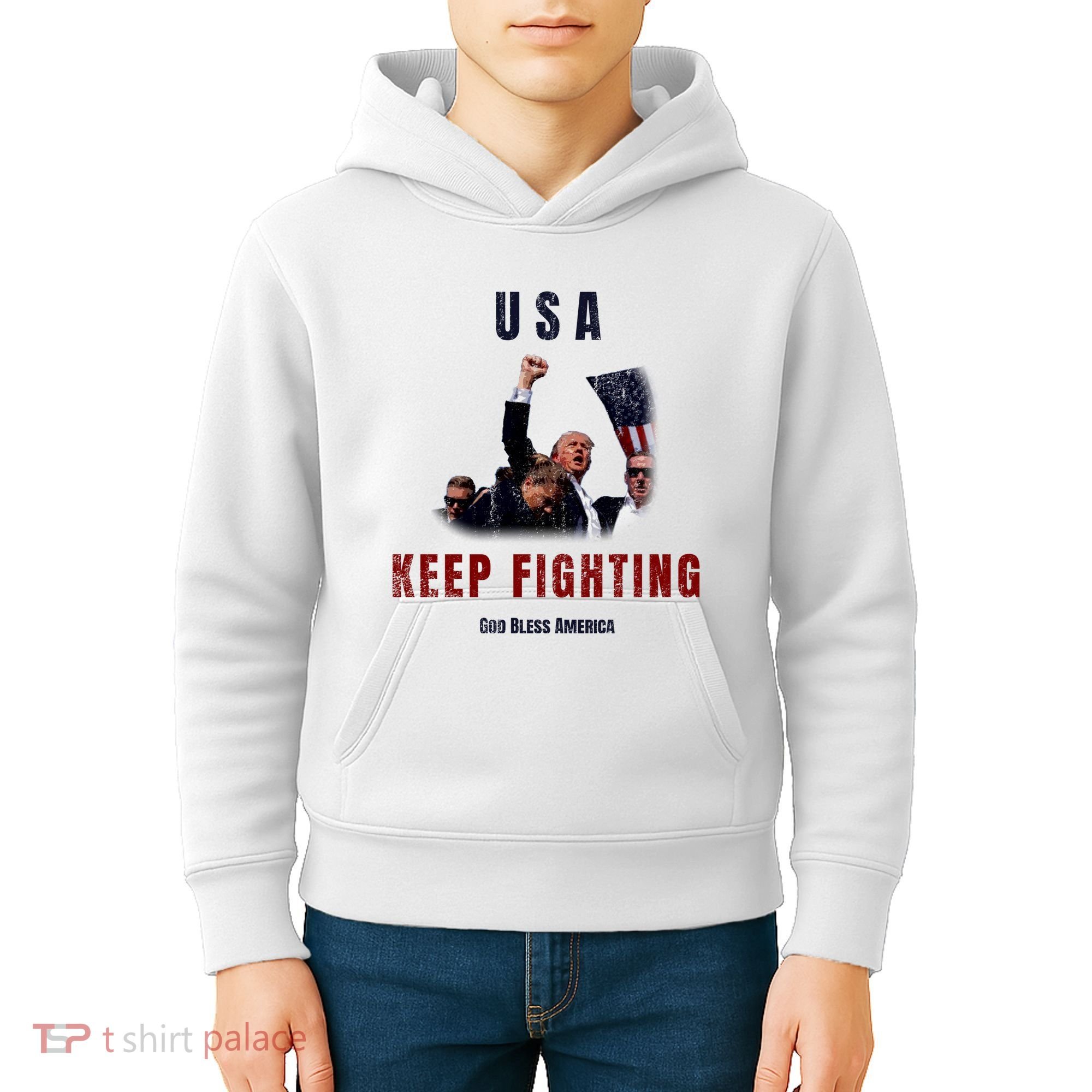 God Bless America “Keep Fighting” Kids Hoodie