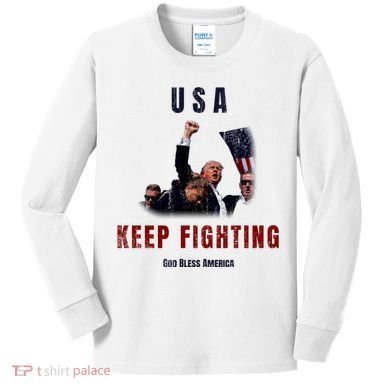 God Bless America “Keep Fighting” Kids Long Sleeve Shirt