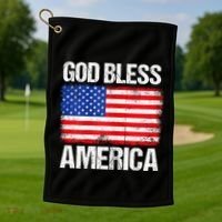 God Bless America Patriotic Happy 4th Of July Golf Towel thumb 1
