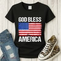 God Bless America Patriotic Happy 4th Of July Women's T-Shirt thumb 3