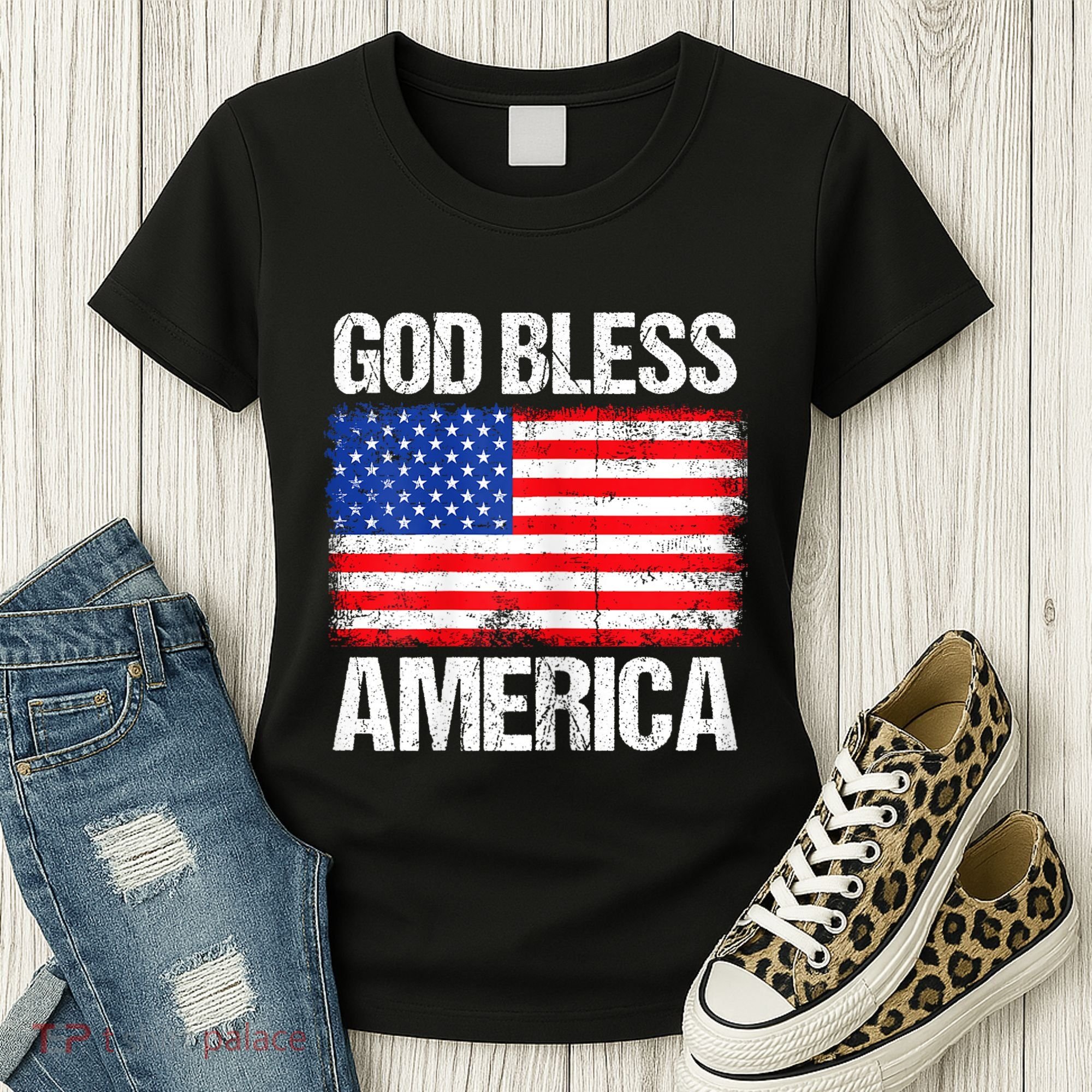 God Bless America Patriotic Happy 4th Of July Women's T-Shirt