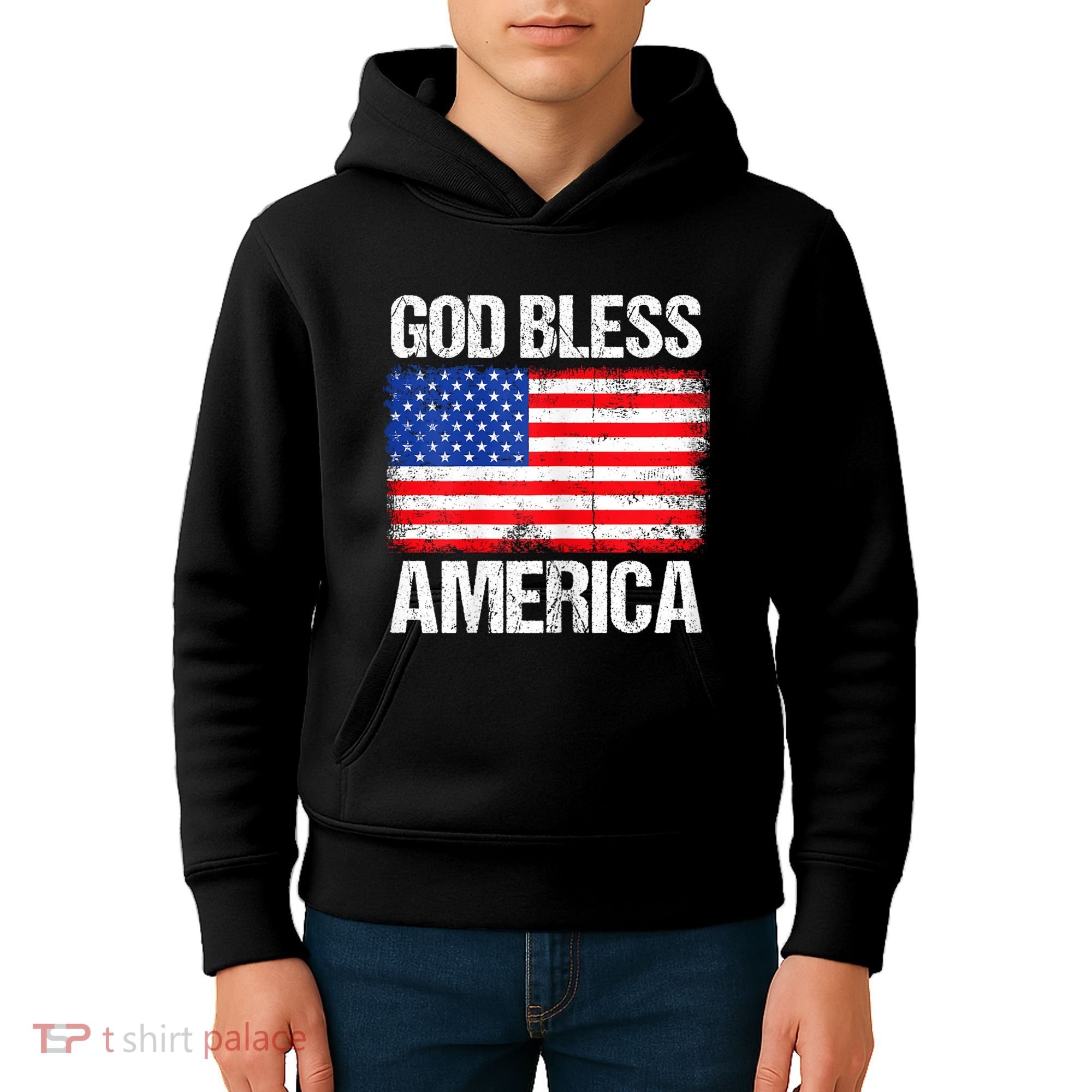 God Bless America Patriotic Happy 4th Of July Kids Hoodie
