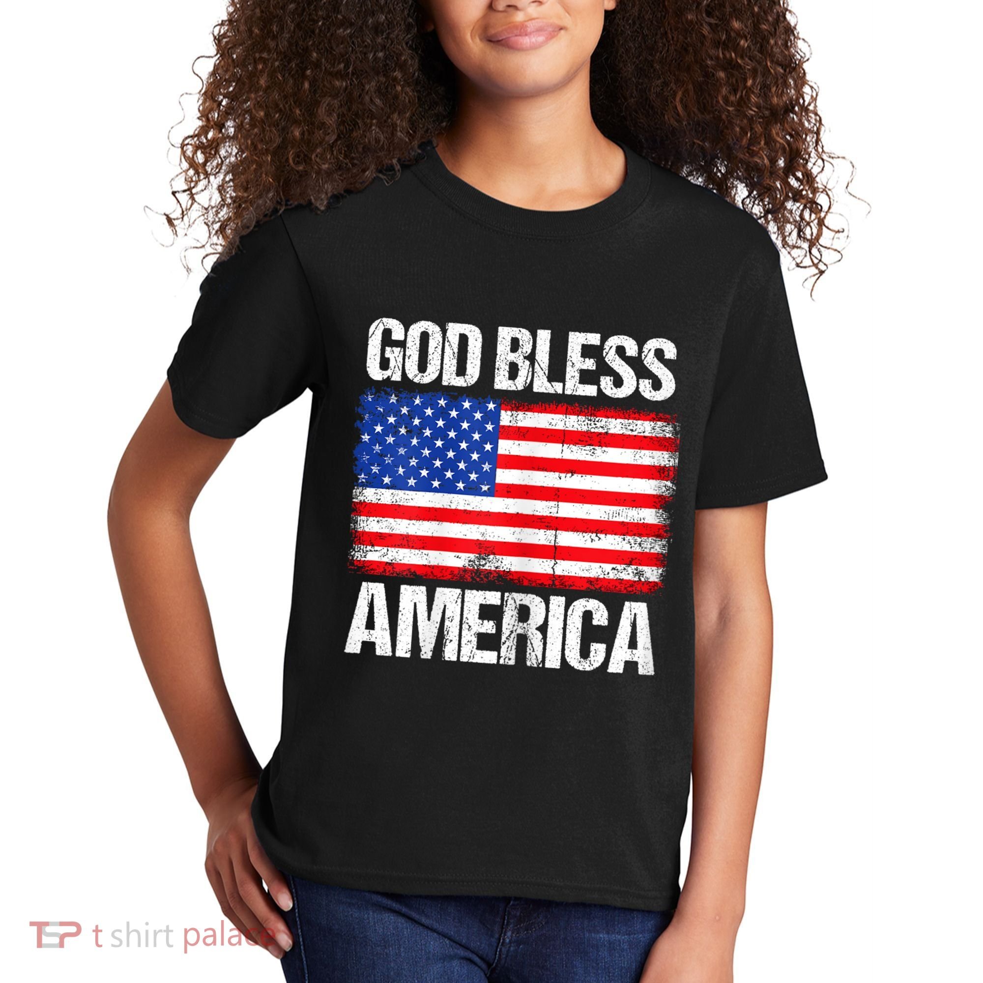 God Bless America Patriotic Happy 4th Of July Kids T-Shirt