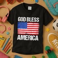 God Bless America Patriotic Happy 4th Of July Kids T-Shirt thumb 3