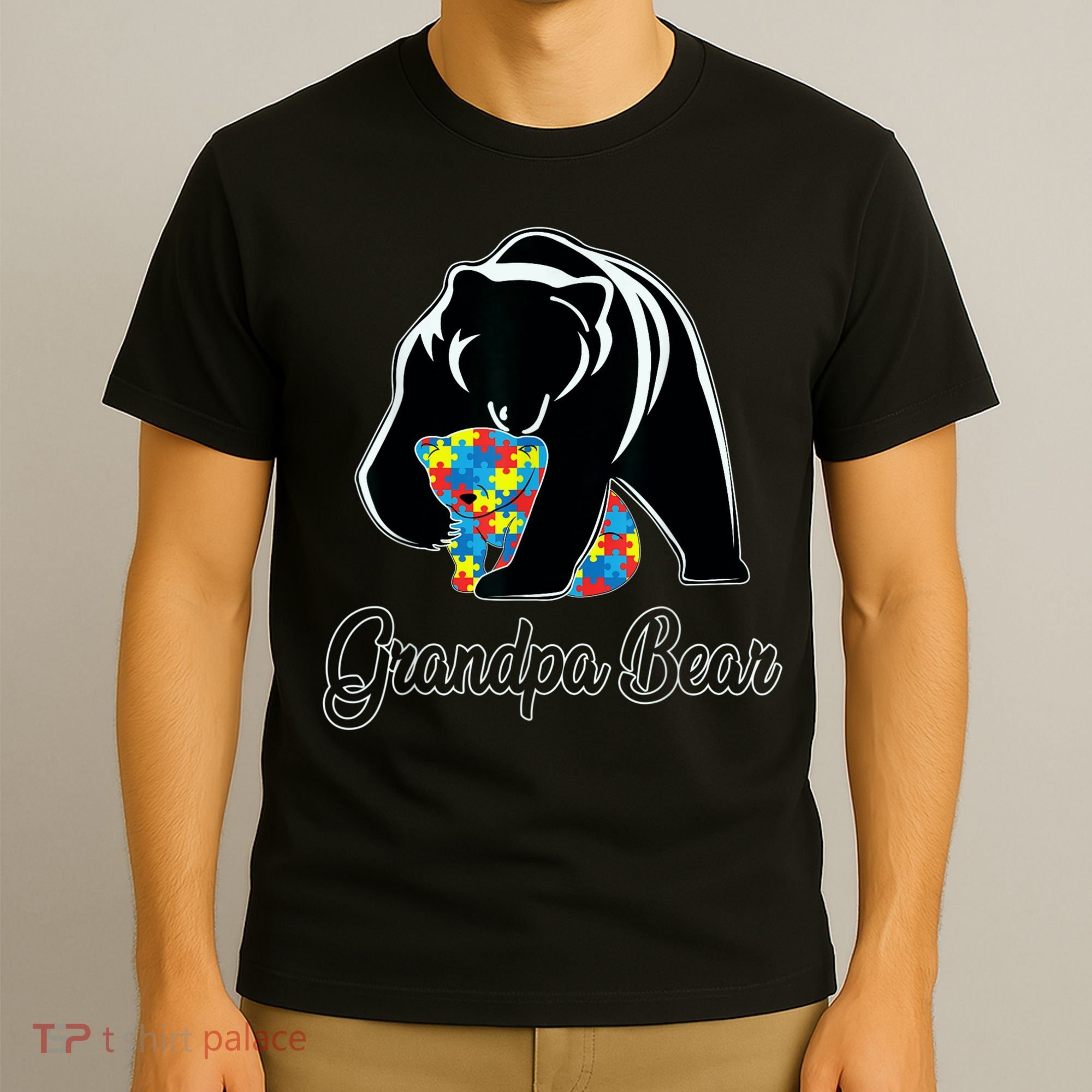 Grandpa Bear Autism Awareness Autism Dad Grandpa Papa T-Shirt